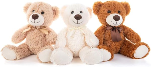 3 Packs Teddy Bears Bulk Stuffed Animals, Cute Small Teddy Bear Plush Toys, Little Stuffed Bear for Kids on Centerpiece Baby Shower, 14 Inches
