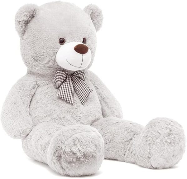 Giant Teddy Bear Stuffed Animals, Big Teddy Bear Plush Toy for Girlfriend Girls Birthday (Light Gray, 47 Inches)