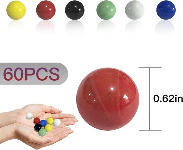 60 Pcs 0.63 Inch Glass Marbles for Marbles Game, Home Decoration, 6 Colors - Image 2