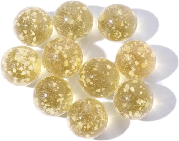 10Pcs Gold Marbles Glow in The Dark Marbles,Glass Marbles Ball Luminous Glass Ball Runs,Marbles DIY and Home Decoration Dice and Marbles(12mm/0.47in)