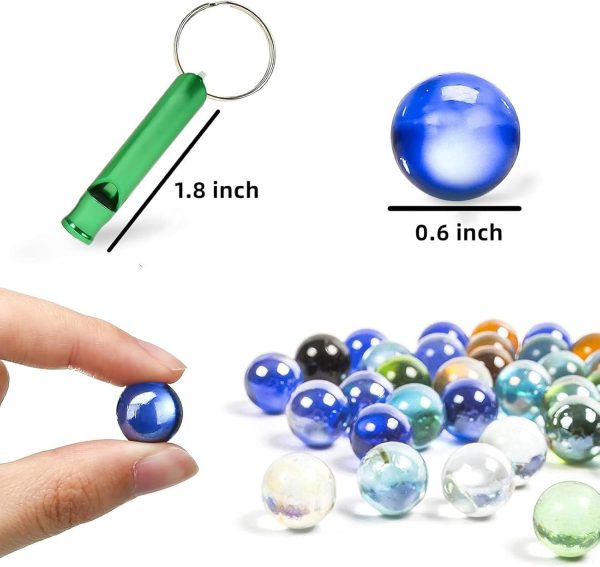 50 PCS Beautiful Player Marbles Bulk for Marble Games, Multiple Colors(1 Whistle) - Image 2