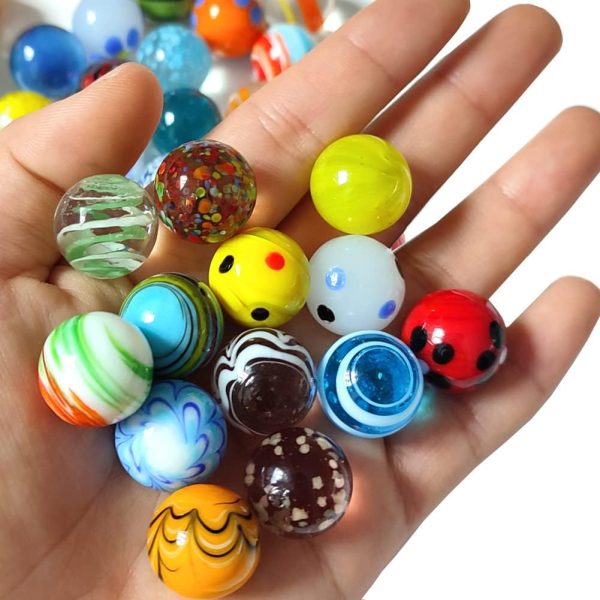 42pcs Marble Set for Kids - Small Handmade Glass Marbles in Cool Colored Varieties - Image 2