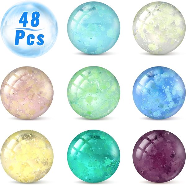 48 Pieces Marbles Glow in The Dark for Kids Mixed Colors Luminous Glass Marbles Runs for Kids Games DIY and Home Decoration(1.4 CM/ 0.55 Inch) - Image 2
