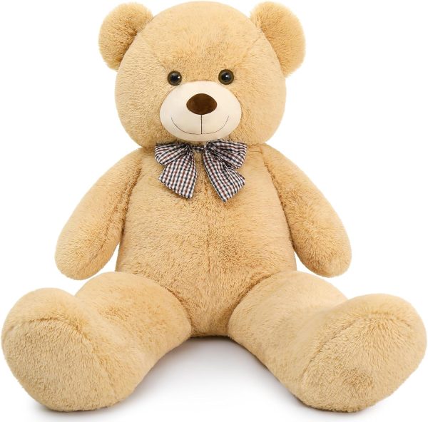 Giant Big Teddy Bear 4 Feet 47 inch Life Size Tan Plush Bear Brown Stuffed Animal for Children Boyfriend