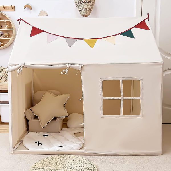 Kids Tent Indoor Toddler Tent Kids Play Tent Large Play House Kid Playhouse Tent Toys with Pennant Banners