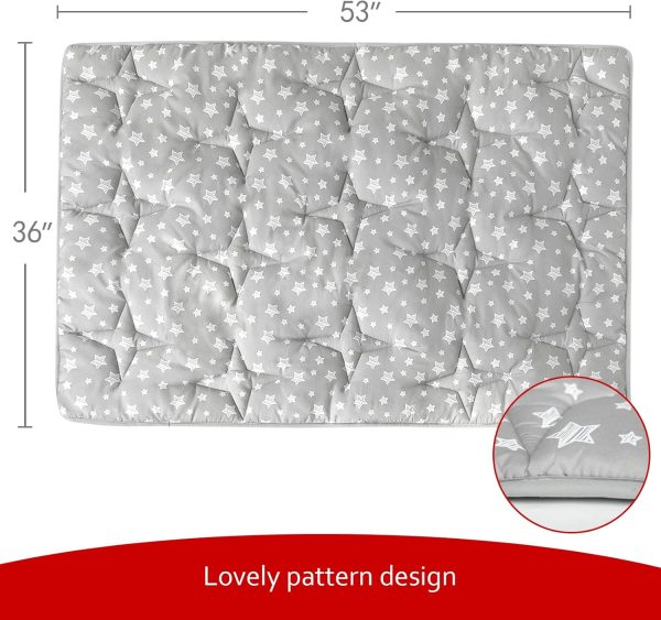 Rectangle Kids Play Mat for Kids Tent Indoor & Outdoor Toddler Tent, Non Slip Kids Play Tent Mat Large Kids Playhouse Tent Mat, Lovely Star Print Padded Washable Mat 53" L x 36" W - Image 2