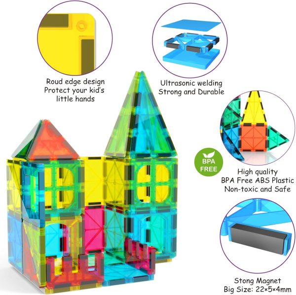 Magnetic Tiles Kids Magnetic Blocks Building Sets 3D Magnet Tile Building Blocks Toy Construction Educational  Toys Gifts for Toddlers Boys Girls 3 4 5 6 7 8 9 10 + Year Old - Image 2