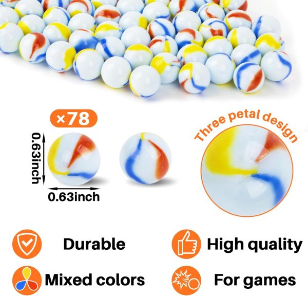 78pcs Glass Marbles - Bulk Marble  Cat Eye 16mm Ball for Collectors,Fun Retro Game,Crafting & Home Decor, Checkers,Easter Gift,Vase Fillers - Image 2