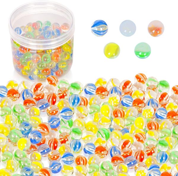 200 Count Bulk Assorted Colors Glass Marbles, Colorful Cat Eyes 9/16 Inch Round Marbles Toy for Kids for Aquarium/Game/Vase/Fish/Plant Decor