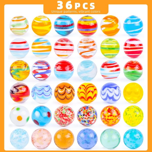 36PCS Glass Marbles for Kids, Including 5 Glow in The Dark Marbles for Running Game, Gifts - Image 2