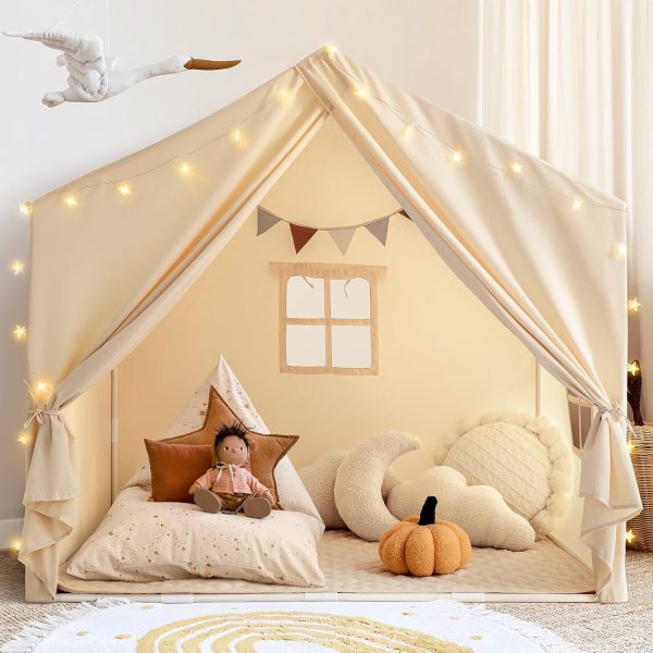 Kids Play Tent with Padded Mat,  Large Kids Tent Indoor, Play House Playhouse Castle Tent for Girls Boys