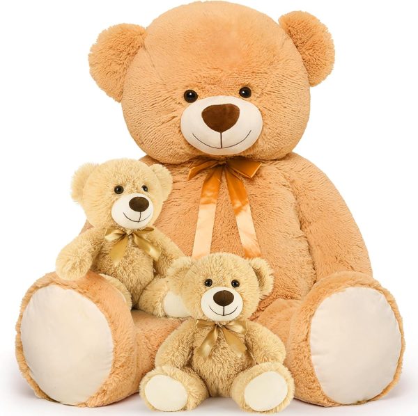 39" Giant Teddy Bears with Babies, Large Mom and 2 Baby Bears for Baby Shower, Big Bear Stuffed Plush for Christmas, Valentine's Day