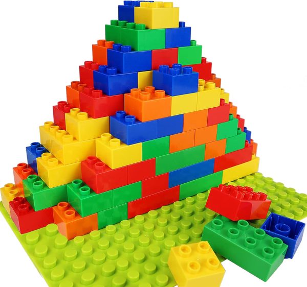 Building Blocks for Kids Toddlers Including a Baseplate, 101-piece Large Classic Building Bricks Set for Kids of All Ages, Basic  Toys Gift, Compatible with All Major Brands
