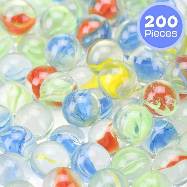 200 Count Bulk Assorted Colors Glass Marbles, Colorful Cat Eyes 9/16 Inch Round Marbles Toy for Kids for Aquarium/Game/Vase/Fish/Plant Decor - Image 2