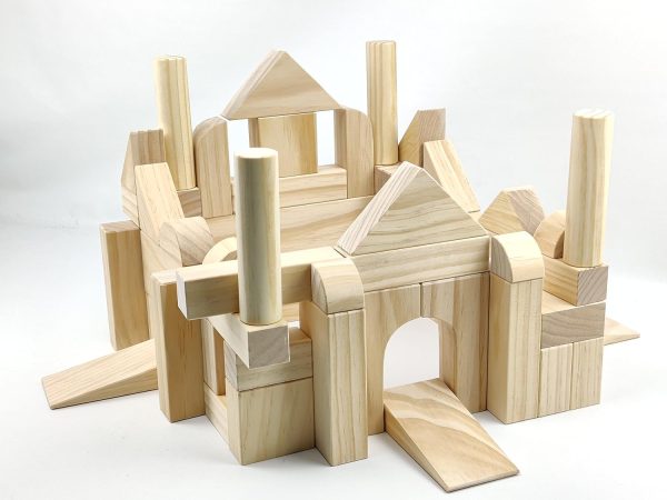 Large Wooden Blocks for Toddlers 1-3, 64 Pieces Big Wood Building Blocks Set with Wooden Storage Box, Large Toddler Blocks Building and Stacking Toys Construction Set - Image 2