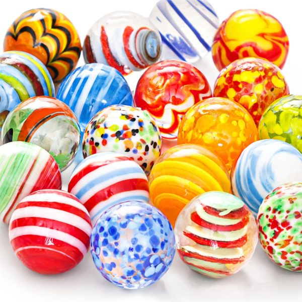 20PCS Glass Marbles for Kids, 0.6 Inch Small Colorful Marbles Run Accessories, for Kids Game, Birthday Party Gifts, Parent-Child Games