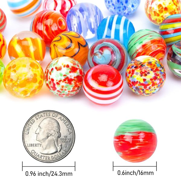 20PCS Glass Marbles for Kids, 0.6 Inch Small Colorful Marbles Run Accessories, for Kids Game, Birthday Party Gifts, Parent-Child Games - Image 2