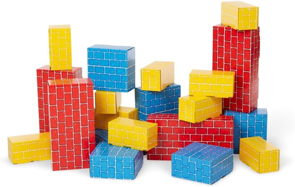 Jumbo Extra-Thick Cardboard Building Blocks - 40 Blocks in 3 Sizes Jumbo Extra-Thick Cardboard Pretend Brick For Building