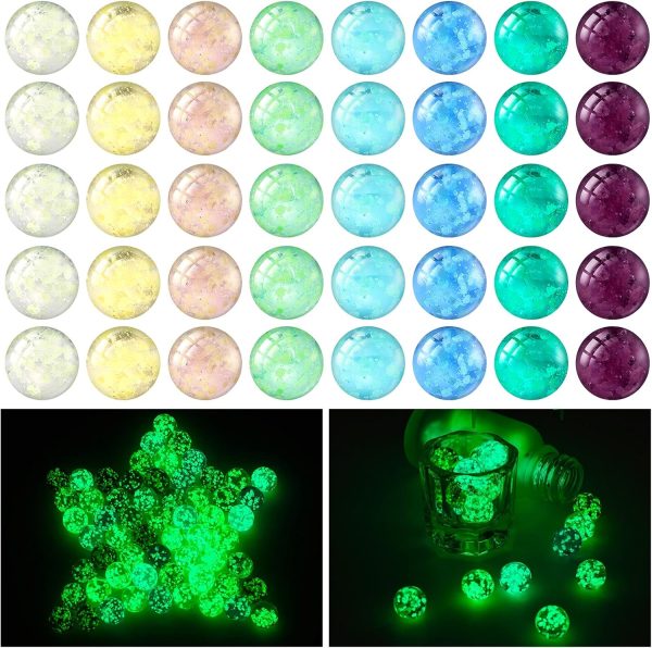 48 Pieces Marbles Glow in The Dark for Kids Mixed Colors Luminous Glass Marbles Runs for Kids Games DIY and Home Decoration(1.4 CM/ 0.55 Inch)