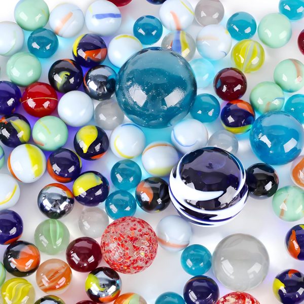 180PCS Planet Marbles Game for Kids, Assorted Size Glass Marbles Bulk with Gift Box for Board Game, Vases, Party Decor
