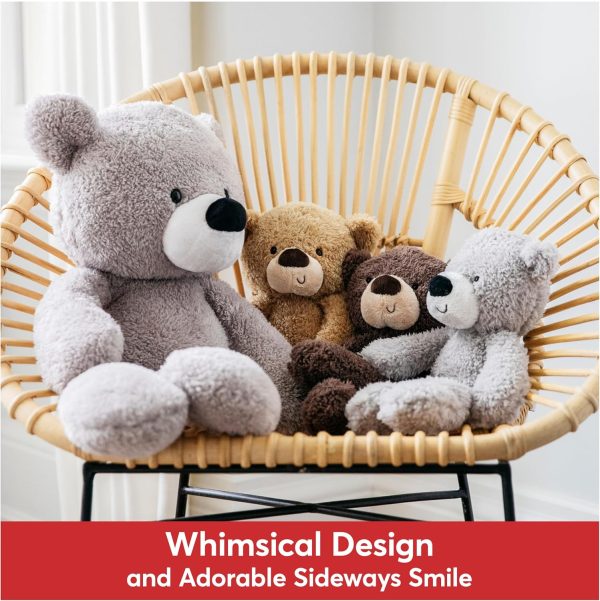 Fuzzy Teddy Bear, Premium Stuffed Animal for Ages 1 and Up, Gray, 13.5” - Image 2